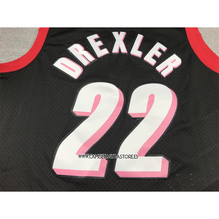 Clyde Drexler NO 22 Camiseta Portland Trail Blazers Mitchell & Ness 1991-92 Negro